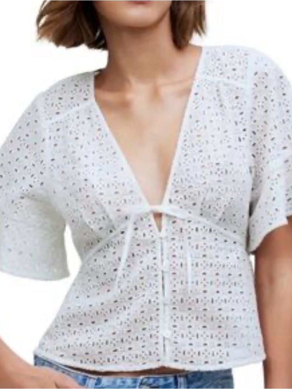 Madewell White Eyelet Tie-Front Swim Coverup Top